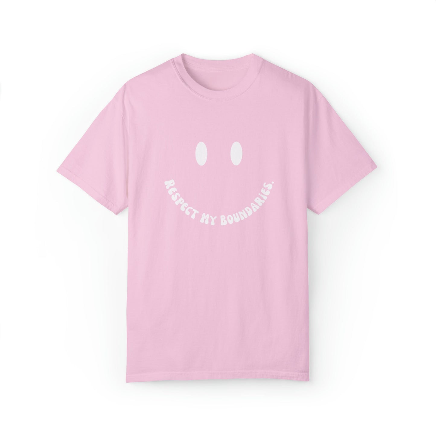 Respect My Boundaries White Smiley Face Comfort Colors® Tshirt | Mental health matters 2023 2024 | Sweatshirt gift mental health awareness