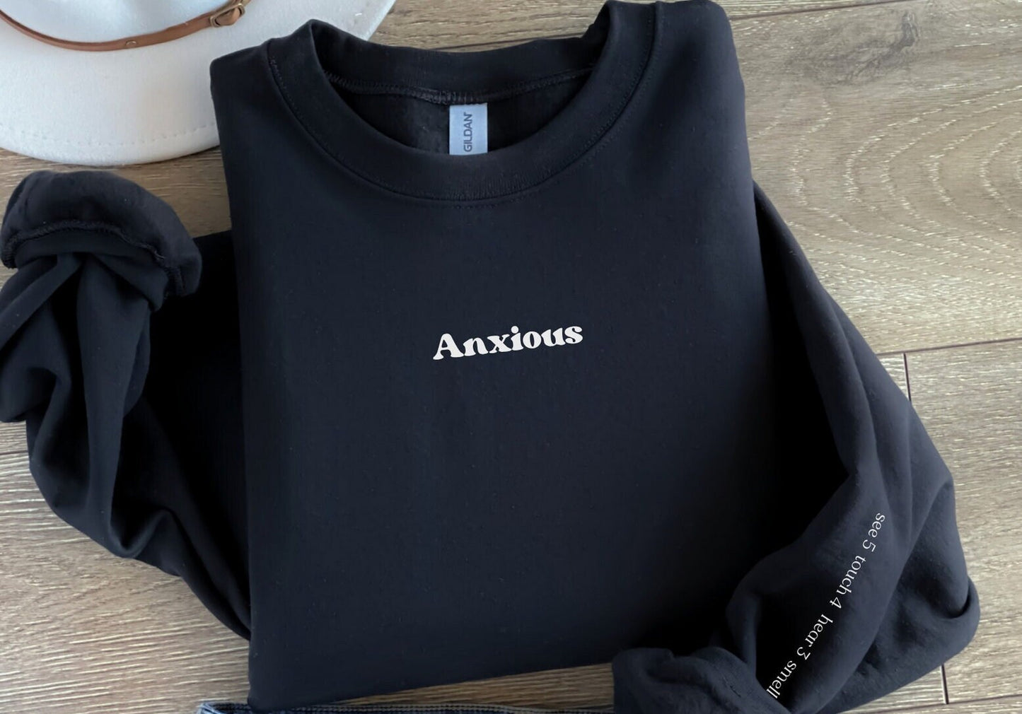Anxious Sweatshirt + Grounding Technique 5 4 3 2 1 Sleeve