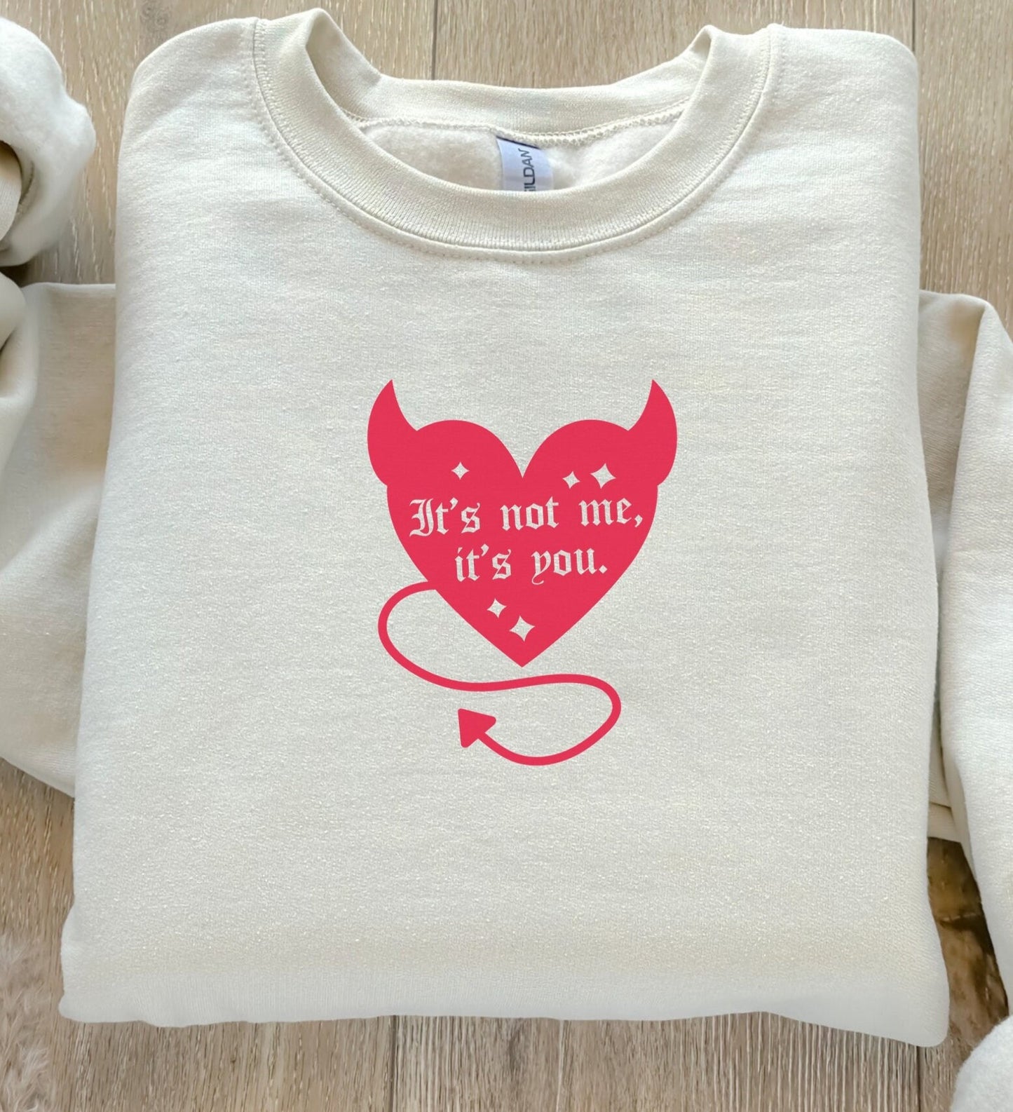 Funny Valentine's Day Sweatshirt It's Not Me It's You Devil Horn Heart Self Love Self Care Matters Mental Health Awareness Crewneck 2024