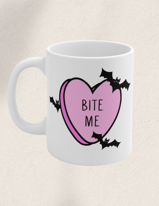 Bite Me Batty Heart Coffee Mug 11oz