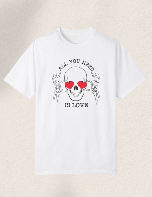 Cute Valentine's Day Skeleton Heart Eyes All Need Is Love Comfort Colors® Relaxed Vintage tshirt Mental Health Matters Valentines heart 2024