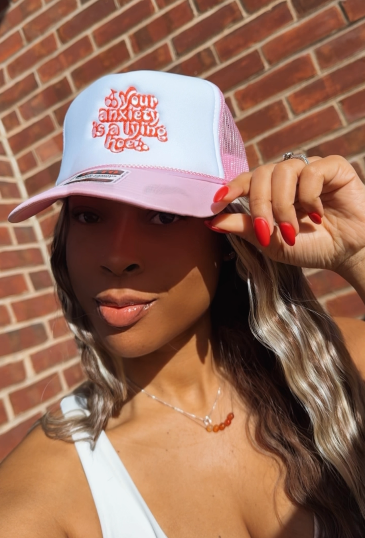 Your Anxiety Is A Lying Hoe Embroidered Trucker Hat