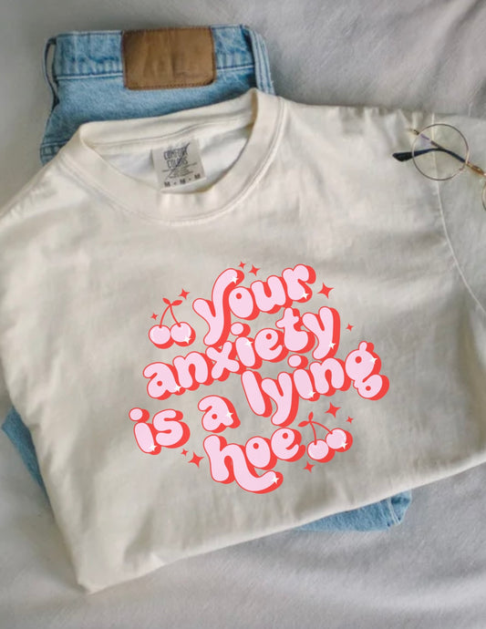 Your Anxiety Is A Lying Hoe Retro Cherries Boxy Comfort Tee