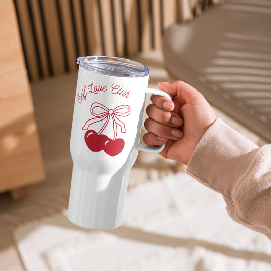 Self Love Club Cherry Hearts with Bow Tumbler with Handle