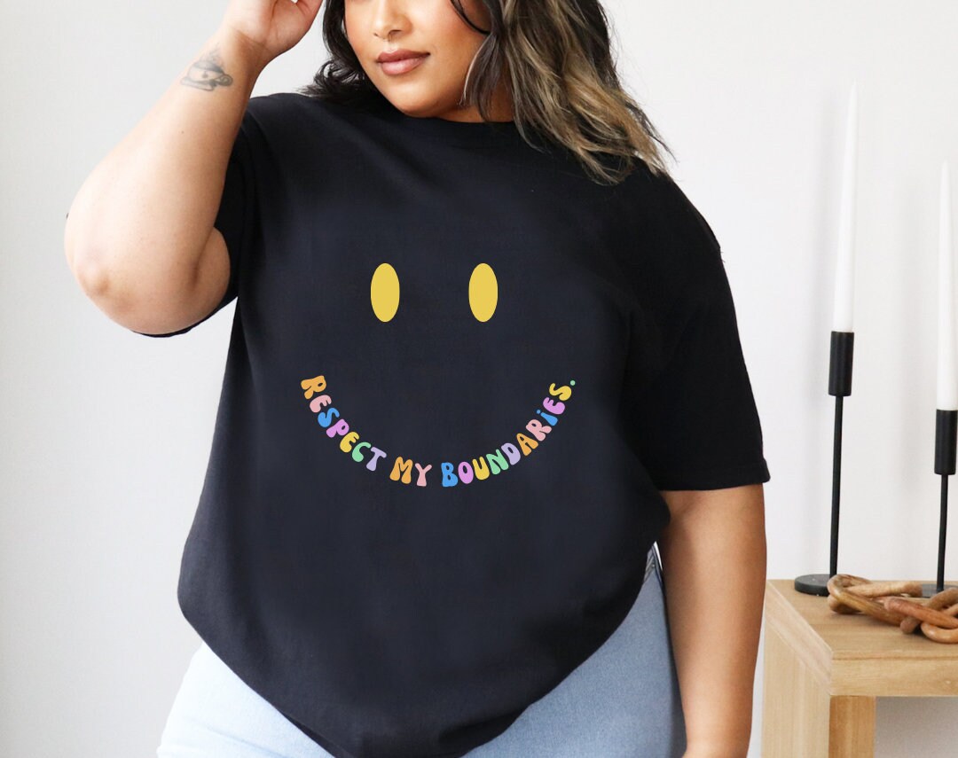 Respect My Boundaries Smiley Face Comfort Colors® Tshirt | Mental health matters 2023 2024 | Sweatshirt gift mental health awareness
