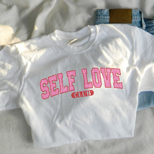 Cute Valentine's Day Shirt Self Love Club Affirmation Comfort Colors®  Relaxed Grunge Tshirt Mental Health Matters Valentines heart 2024